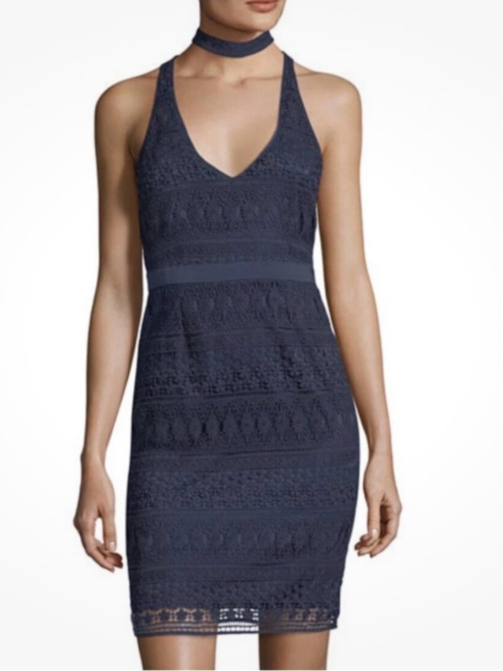 LIKELY Drew Lace Choker Dress in Navy